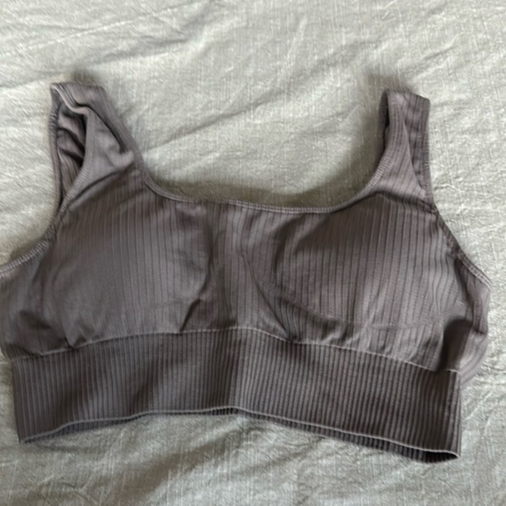 Women’s‎ Taupe Ribbed Seamless Bra Cropped Tank Large